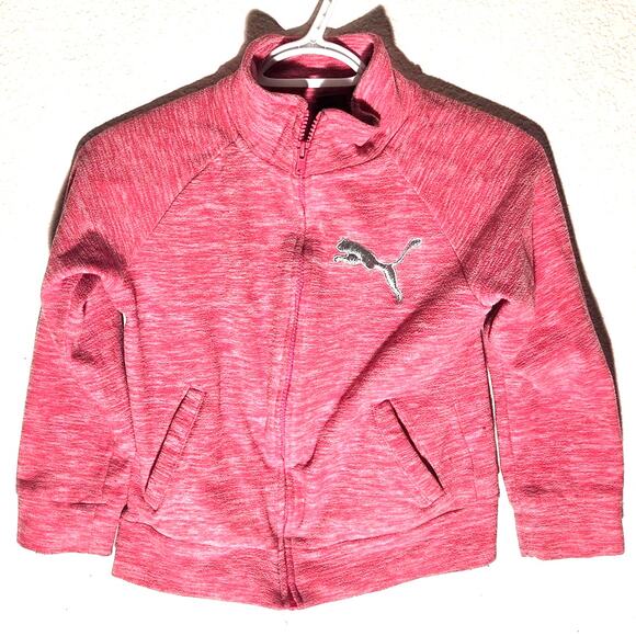 Puma Heather Pink Fleece Sweatshirt Jacket (Girls 8-10) - Picture 3 of 9